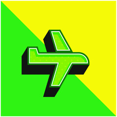 Airplane Green and yellow modern 3d vector icon logo