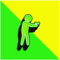 Armed Criminal Male Silhouette Green and yellow modern 3d vector icon logo