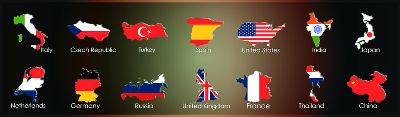 All Flags of the country with the world's polygonal polygons-Collection