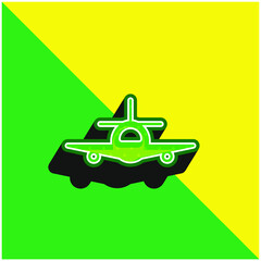 Airplane Green and yellow modern 3d vector icon logo