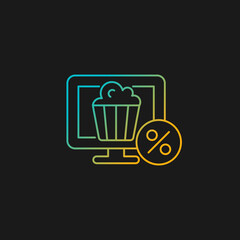 Discounts for online cinema subscription gradient vector icon for dark theme. Improve employee satisfaction. Thin line color symbol. Modern style pictogram. Vector isolated outline drawing