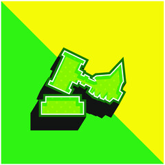 Auction Green and yellow modern 3d vector icon logo