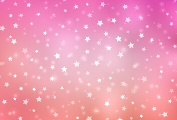 Light Pink vector pattern with christmas snowflakes, stars.