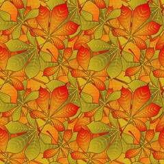 Fototapeta na wymiar Leaf fall Autumn Seamless Pattern for party, anniversary, birthday. Design for banner, poster, card, invitation and scrapbook