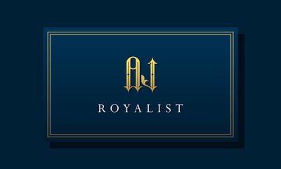 Royal vintage intial letter AJ logo.