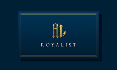 Royal vintage intial letter AL logo.