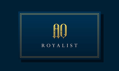 Royal vintage intial letter AO logo.