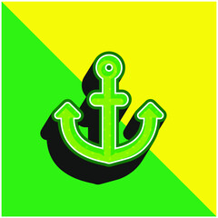 Anchor Green and yellow modern 3d vector icon logo