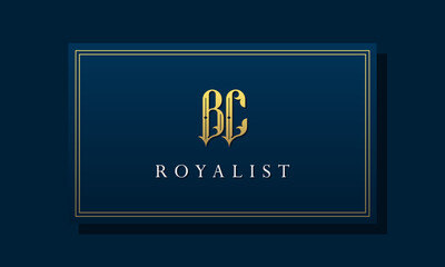 Royal vintage intial letter BC logo.