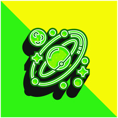 Astronomy Green and yellow modern 3d vector icon logo
