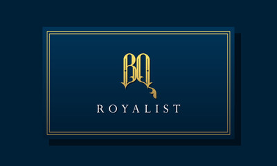 Royal vintage intial letter BQ logo.
