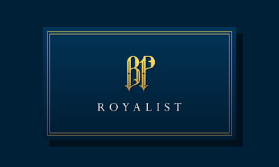 Royal vintage intial letter BP logo.