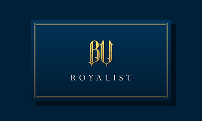 Royal vintage intial letter BU logo.