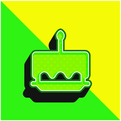 Birthday Cake Green and yellow modern 3d vector icon logo