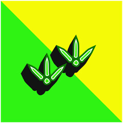 Bird Prints Green and yellow modern 3d vector icon logo