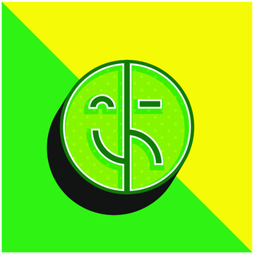 Bipolar Green and yellow modern 3d vector icon logo