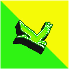 Bird Flying Shape Green and yellow modern 3d vector icon logo