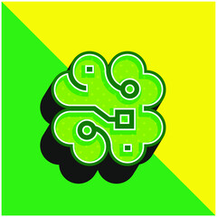 Brain Green and yellow modern 3d vector icon logo