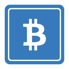 Bitcoin, symbole de la cryptomonnaie sur un panneau