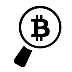 Fototapeta premium Bitcoin, symbole de la cryptomonnaie dans une loupe
