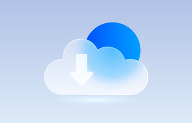 Glass cloud transparent icon, collection sign. Vector