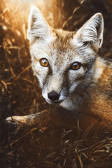 Fototapeta premium Corsac Fox (Vulpes corsac)in the sunset