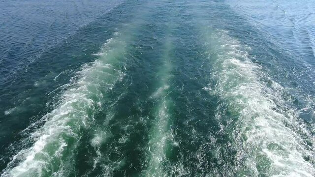 Waves on Keban dam lake behind the ship, sea affect the boat, Boat Wave - Elazig, Turkey