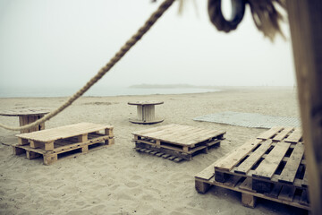 Mediterranean Sea Beach on a Foggy Day