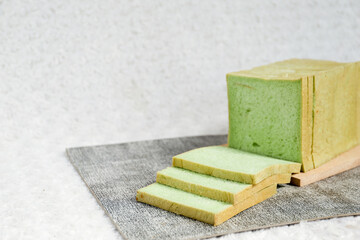 Green pandan toast bread, toasted on bread