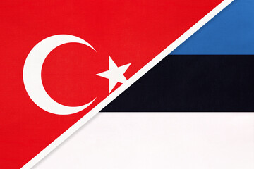 Turkey and Estonia, symbol of country. Turkish vs Estonian national flag