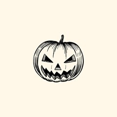 Pumpkin scary sketch black illustration
