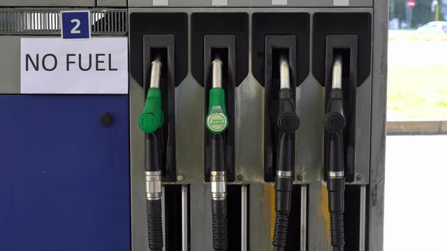 UK England, United Kingdom , London September 2021 - Petrol station closed without gasoline Fuel due Brexit 