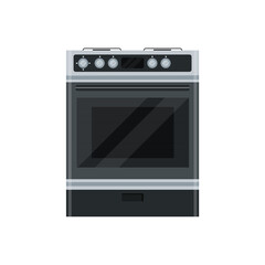 Modern Gas Stove, Home Kitchen Stove. Food preparation, cooking. Vector illustration in flat style