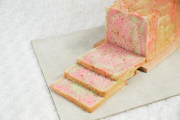 Rainbow on toasted bread. Rainbow bread toast.
