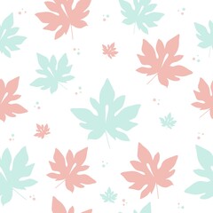 Pattern with leaves. Vector background.