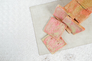 Rainbow on toasted bread. Rainbow bread toast.