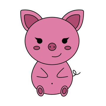 cute pink pig. children's drawing