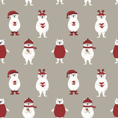 Color seamless pattern of bears