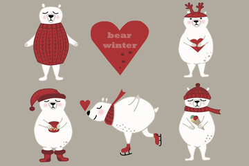 A color set of winter bears.