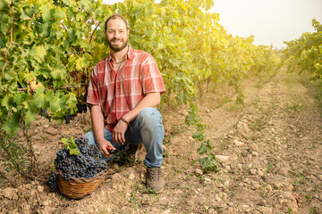 young farmer in the vineyard