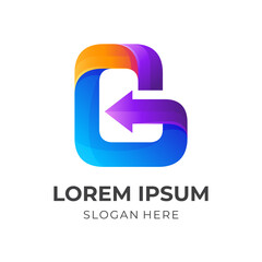 letter B design template, 3d colorful icons