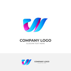 letter W logo design concept vector with 3d modern colorful style