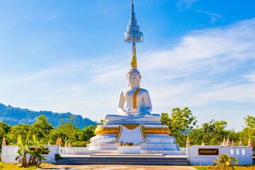 Big white Buddha Wat Phadung Tham Phothi temple Khao Lak.