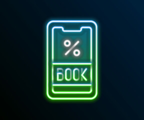 Glowing neon line Cruise ticket for traveling by ship icon isolated on black background. Travel by Cruise liner. Cruises to Paradise. Colorful outline concept. Vector