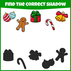 Educational game for children. Find the correct shadow. Mini-game for children.