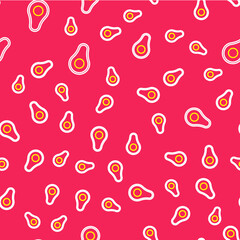 Line Avocado fruit icon isolated seamless pattern on red background. Vector