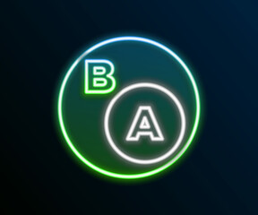 Glowing neon line Subsets, mathematics, a is subset of b icon isolated on black background. Colorful outline concept. Vector