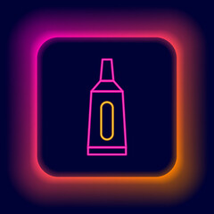 Glowing neon line Ointment cream tube medicine icon isolated on black background. Tube, container, toothpaste, cream sign. Colorful outline concept. Vector