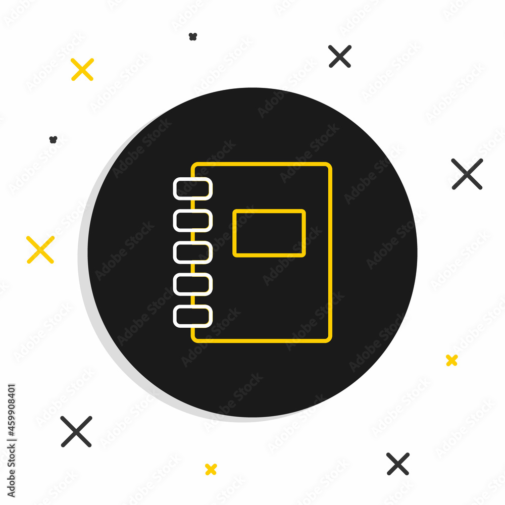 Poster line notebook icon isolated on white background. spiral notepad icon. school notebook. writing pad. 