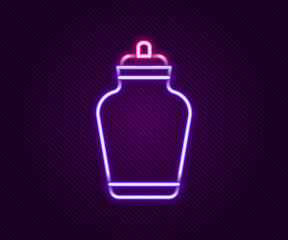 Glowing neon line Funeral urn icon isolated on black background. Cremation and burial containers, columbarium vases, jars and pots with ashes. Colorful outline concept. Vector